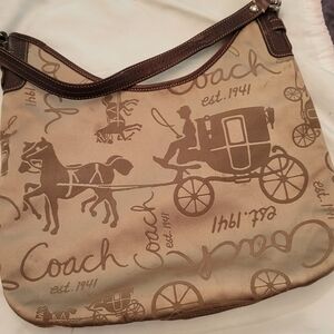 Coach Beige and Brown Carriage Print Women's Bag